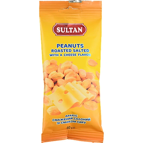 Арахіс Sultan смажений солоний зі смаком сиру, 60 г