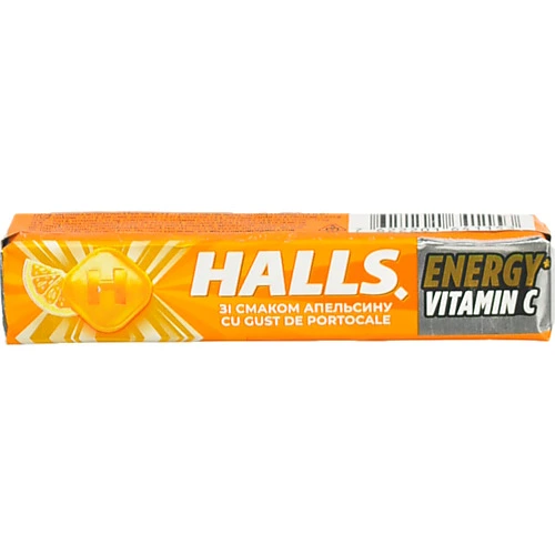 Карамель льодяникова зі смаком апельсина Energy Vitamin C Halls Halls м/у 25.2г