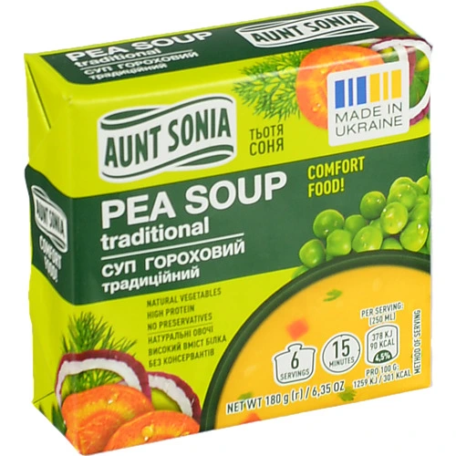 Суп гороховий з горохом варено-сушеним та натуральними сушеними овочами Традиційний Тьотя Соня м/у 180г