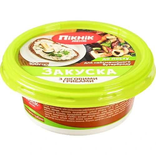Закуска для бутербродів з лісовими грибами Пікнік меню 100г