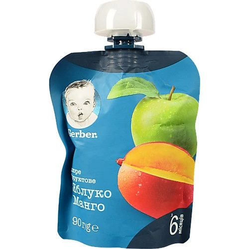 Пюре для дітей від 6міс Яблуко і манго Gerber д/п 90г