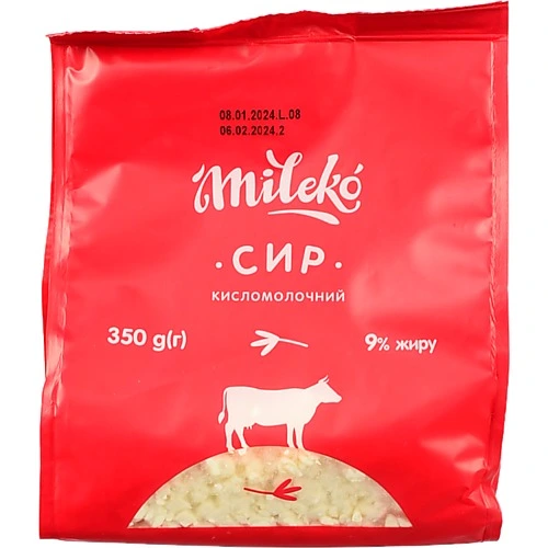 Сир кисломолочний Mileko 350г 9% жирності