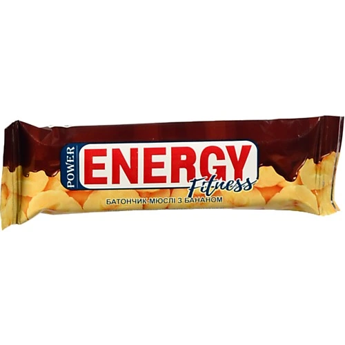 Батончик-мюслі з бананом частково глазурований Power Energy Fitness, 30 г