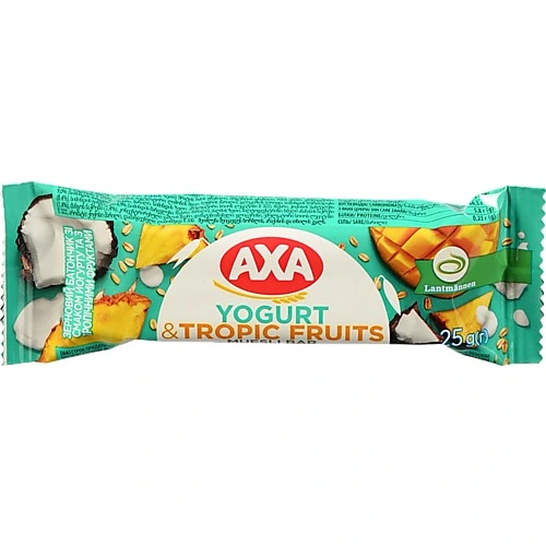 Батончик зерновий АХА зі смаком йогурту та з тропічними фруктами, 25 г