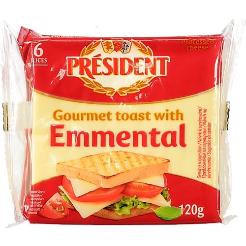 Сир Президент 120г з емменталем д.тостов в скибах 40%