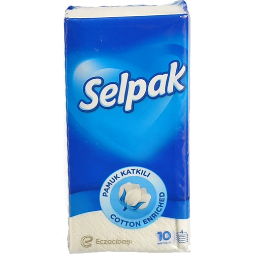 Хусточки паперові 21.5х21.5см 4-х шарові Selpak 10шт