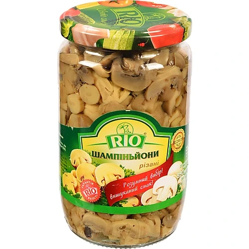 Шампіньйони натуральні різані Rio с/б 690г