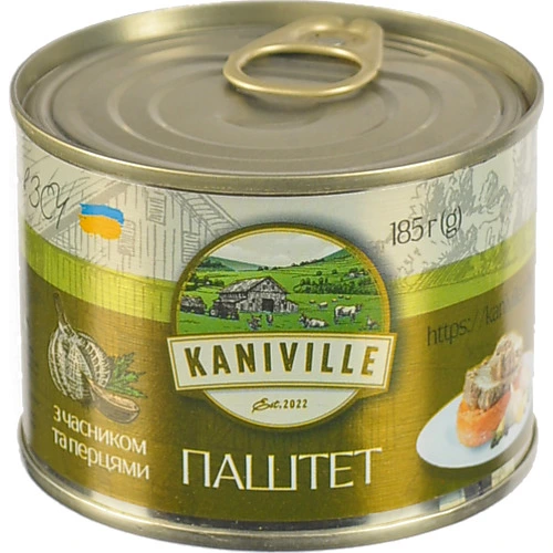 Паштет м'ясний з часником та перцями Kaniville з/б 185г