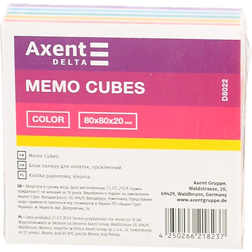 Папір д.нотаток COLOR 80x80x20мм прокл