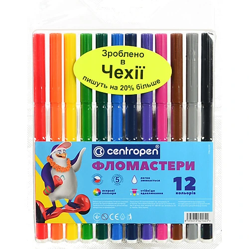 Фломастери Centropen пінгвін 12цв 7990.12