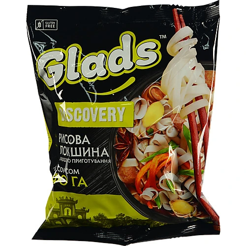 Локшина швидкого приготування рисова з соусом Фо Га Discovery Glads 65г