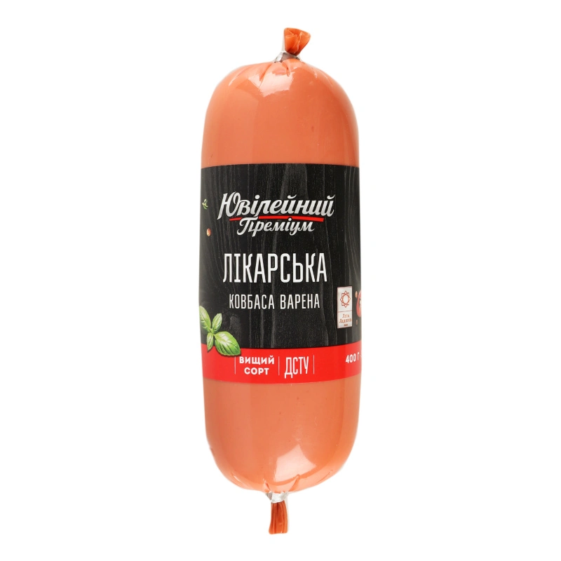 Ковбаса [Ювілейнийk Преміум Лікарська, варена, вищий ґатунок, 400 г