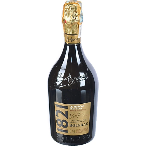 Вино ігристе 0.75л 10-13.5% біле напівсолодке мускатне 1821 Vintage Bolgrad