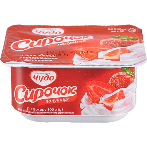 Сирок 5% збитий Полуниця Чудо ст 100г