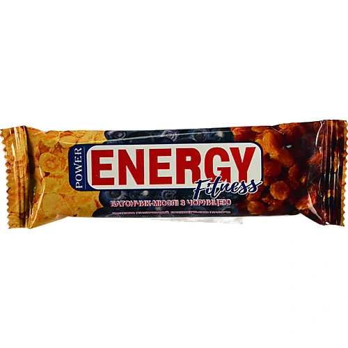 Батончик-мюслі з чорницею частково глазурований кондитерською глазурю Power Energy Fitness, 30 г