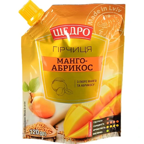 Гірчиця з пюре манго та абрикосу Манго-абрикос Щедро д/п 120г