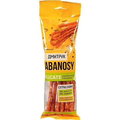 Ковбаски [Дмитрук Kabanosy Delicatek варено-копчені з мяса птиці, 80 г