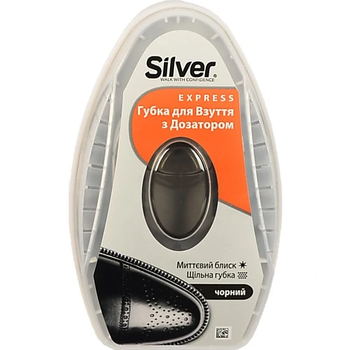 Губка-блиск для взуття з дозатором силікону чорна Express Silver 6мл