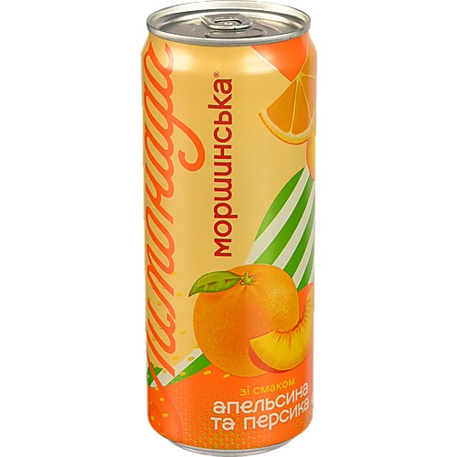 Напій Лимонада Моршинська 0.33л апельсин персик сл.газ з.б