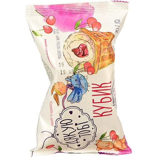 Морозиво 12% з вишневою підваркою у вафельному стаканчику Кубик Дякую Тобі м/у 70г