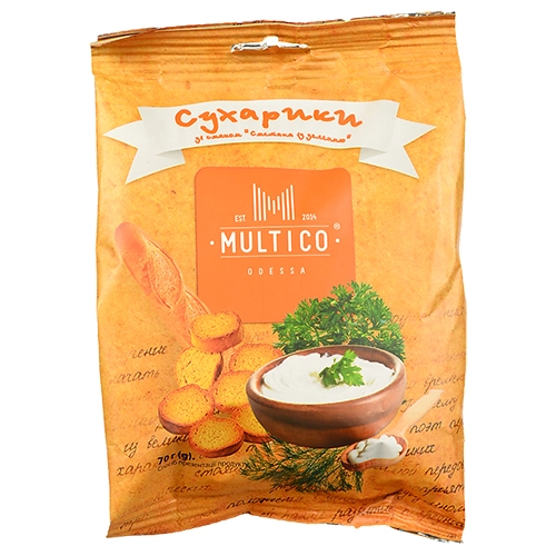Сухарики Multico 70г пшеничні багет сметана з зеленню
