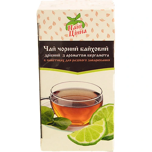 Чай Пані Цінна 20п чорний байховий дрібний з ароматом бергамоту