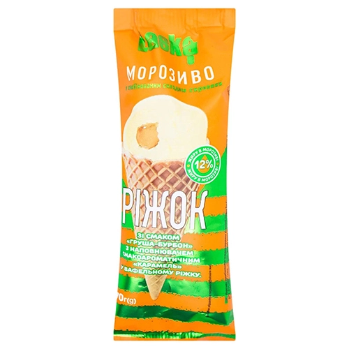 Морозиво Ласка 70г ріжок груша-бурбон карамель