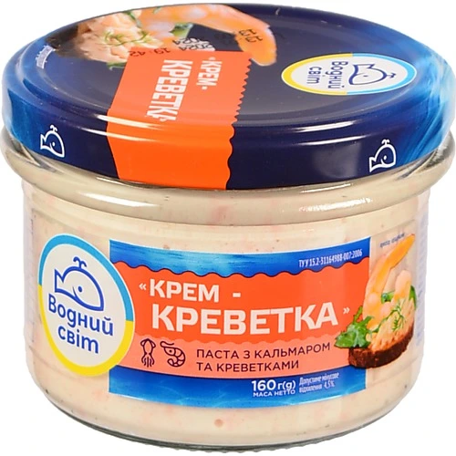 Паста з кальмаром та креветками Крем-креветка Водний світ 160г