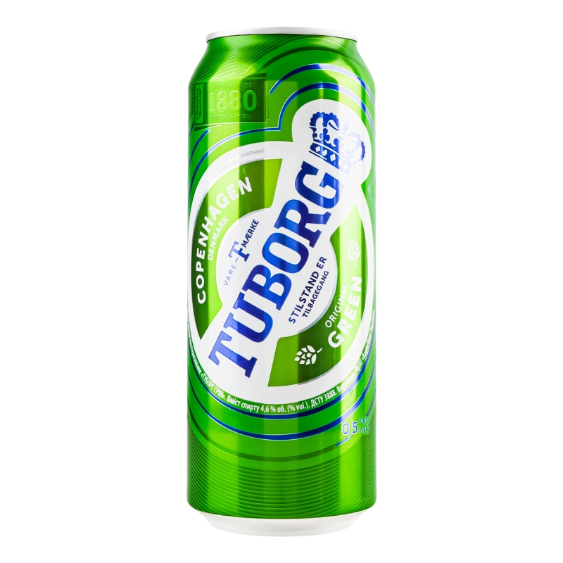 Пиво 500мл 4.6% світле пастеризоване Tuborg Green з/б