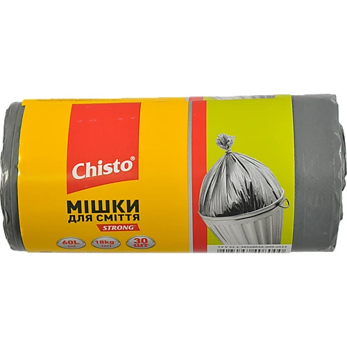 Мішки для сміття 60л Strong Chisto 30шт