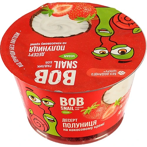 Десерт з кокосовим кремом та полуницею Bob Snail 180г
