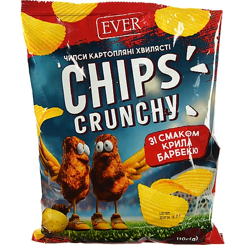 Чипси EVER 110г картопляні хвилясті крилья барбекю