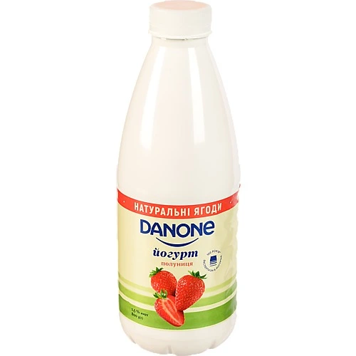 Йогурт 1.5% питний Полуниця Danone п/пл 800г