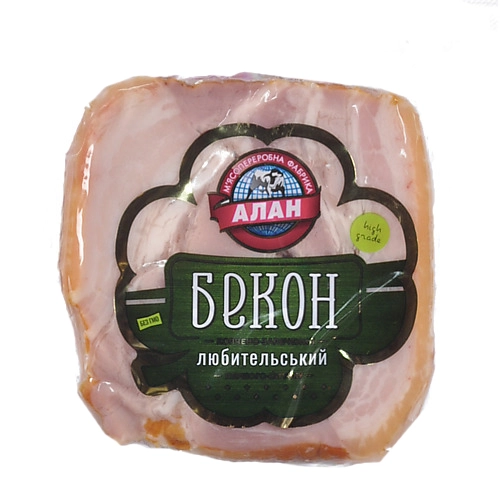 Бекон любительський Алан копчено-запечений, порційний, вищий гатунок