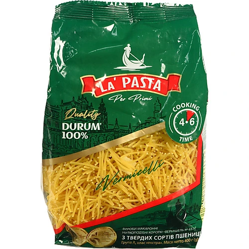 Макарони La Pasta Per Primi Vermicelli з твердих сортів пшениці 400г