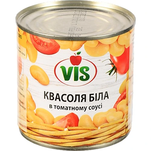 Квасоля Vis 410г біла в томатному соусі  з.б