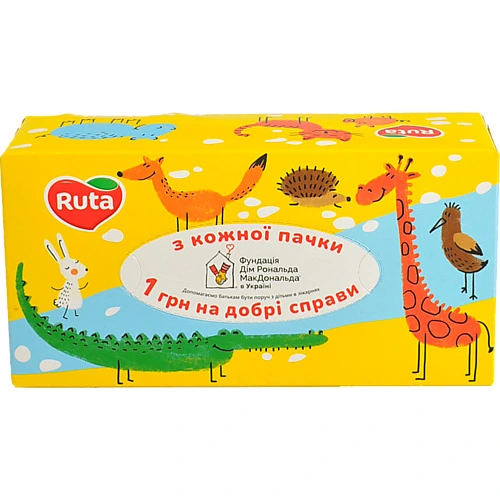Серветки косметичні Ruta Kids 155л 2ш білі пенал