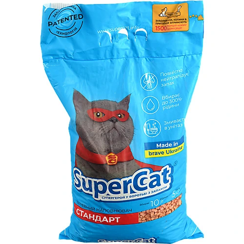 Наповнювач для туалету деревний Cтандарт Super Cat 3кг