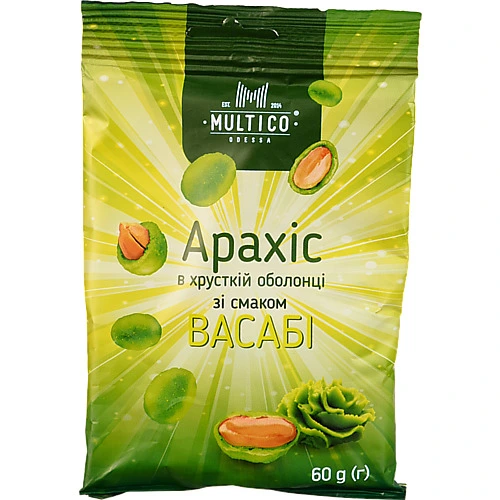 Арахіс [Multicok смажений у хрусткій оболонці зі смаком васабі, 60 г