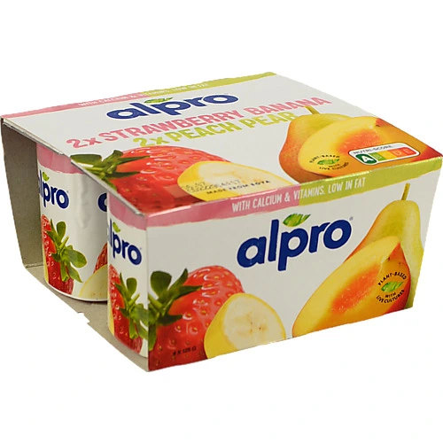 Продукт Алпро 4х125г полуниця банан персик груша соєвий