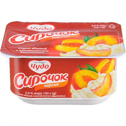 Сирок 5% збитий Персик Чудо ст 100г