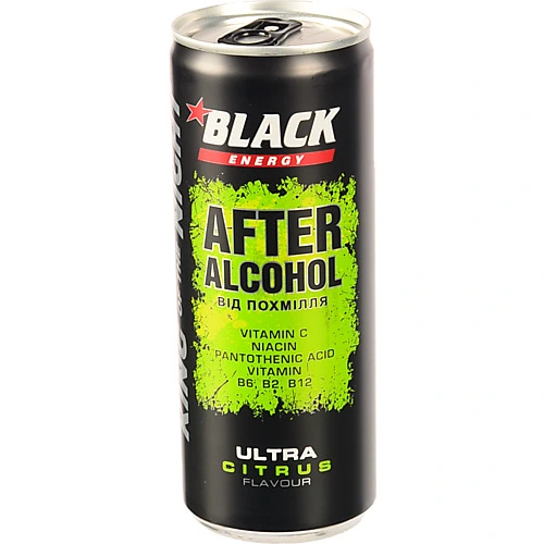 Напій енергетичний безалкогольний сильногазований After alcoholKing of the Night Black Energy з/б 250мл