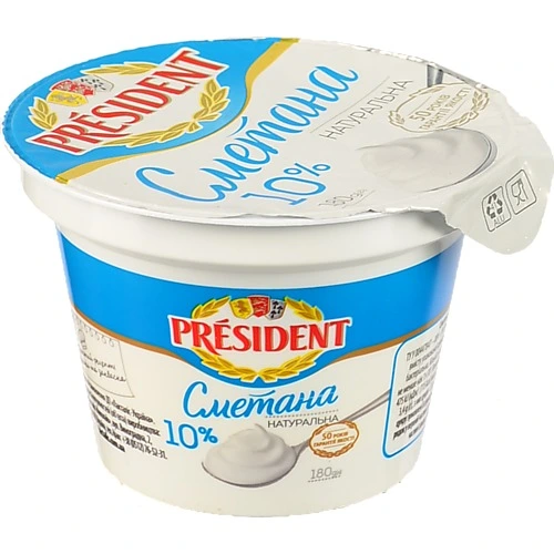Сметана 10% President ст 180г