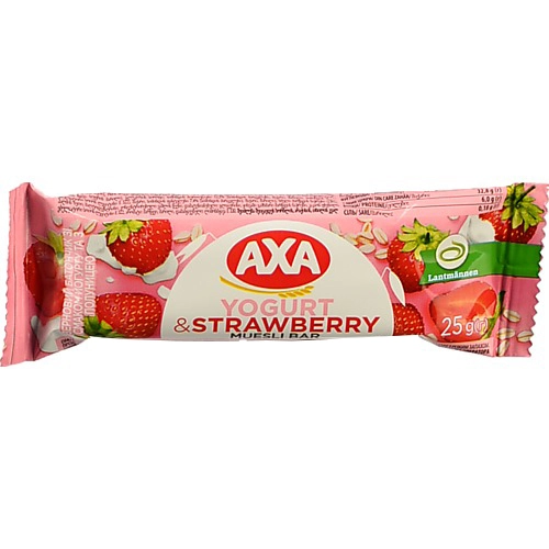 Батончик зерновий AXA зі смаком йогурту та з полуницею, 25 г