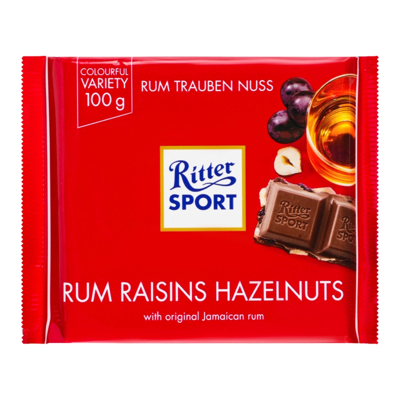 Шоколад Ritter Sport 100г ром родзинки лісові горіхи