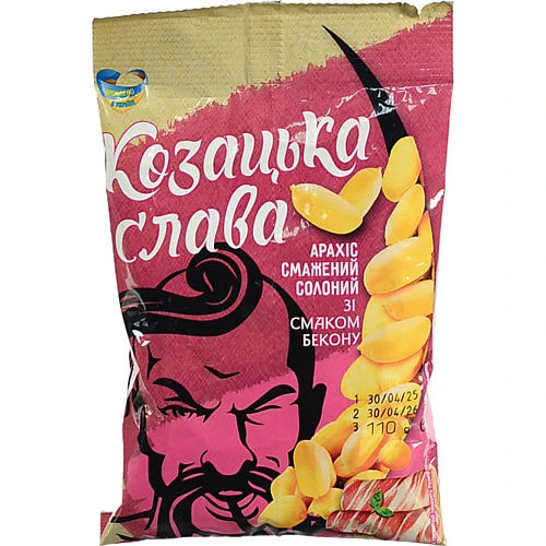 Арахіс Козацька Слава смажений солоний зі смаком бекону, 110 г