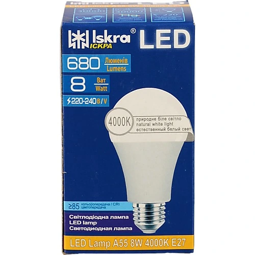Лампа Led Iskra A60 8Вт Е27 4000K