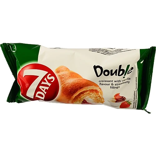 Круасан зі смаком ванілі та полуничною начинкою Double 7 Days м/у 60г