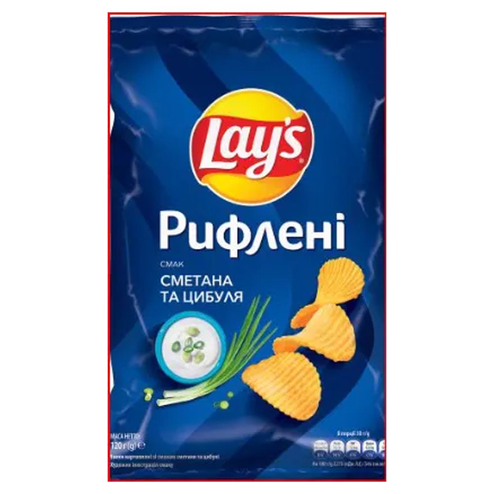 ЧіпсиLays Сметана-Цибуля рифлені 120г (44867)