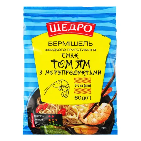 Вермішель Щедро 60 г Том ям з морепродуктами